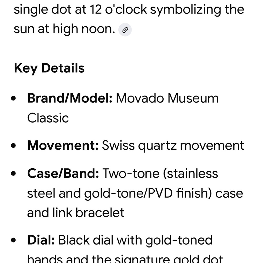 Movado Museum Classic Black Dial Watch with Silver and Gold tone Band - Picture 7 of 9